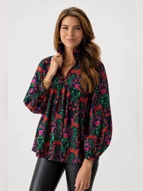 EMILY MCCARTHY Stella Top Lounging Leopards Print XL